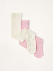 Monsoon Pink Baby Glittery Print Tights 2 Pack - Image 2 of 3