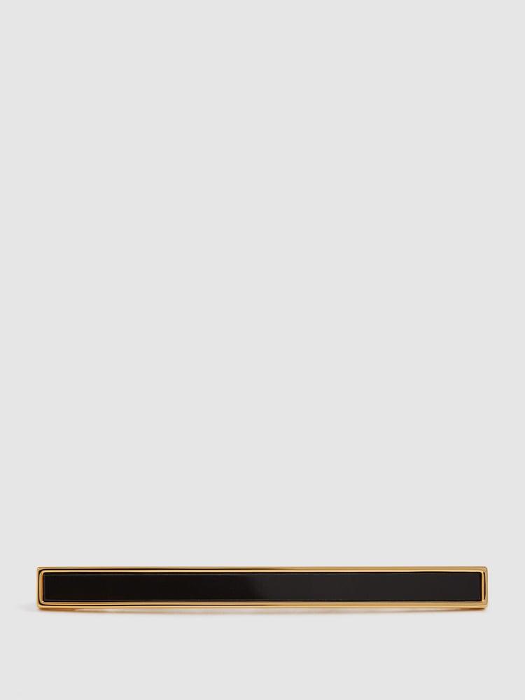 Reiss Gold Ardley Stone Insert Tie Bar - Image 1 of 5