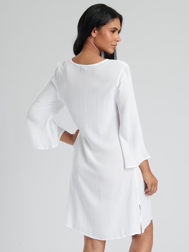 South Beach White Crinkle Viscose Pull Over Beach Tunic - Image 2 of 5