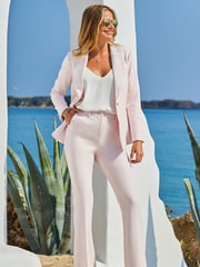 Sosandar Pink Single Breasted Blazer With Diamante Embellished Collar - Image 3 of 5