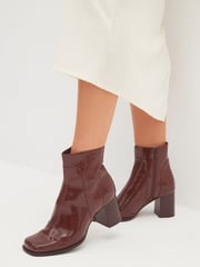 Chocolate Brown Forever Comfort® Square Toe Heeled Ankle Boots - Image 1 of 7