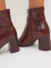 Chocolate Brown Forever Comfort® Square Toe Heeled Ankle Boots - Image 2 of 7