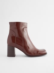Chocolate Brown Forever Comfort® Square Toe Heeled Ankle Boots - Image 3 of 7