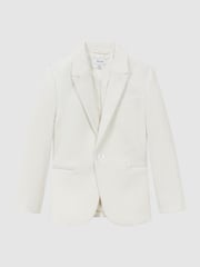 Reiss Ivory Apsara 9-14 yrs Slim Fit Velvet Single Breasted Blazer - Image 2 of 7