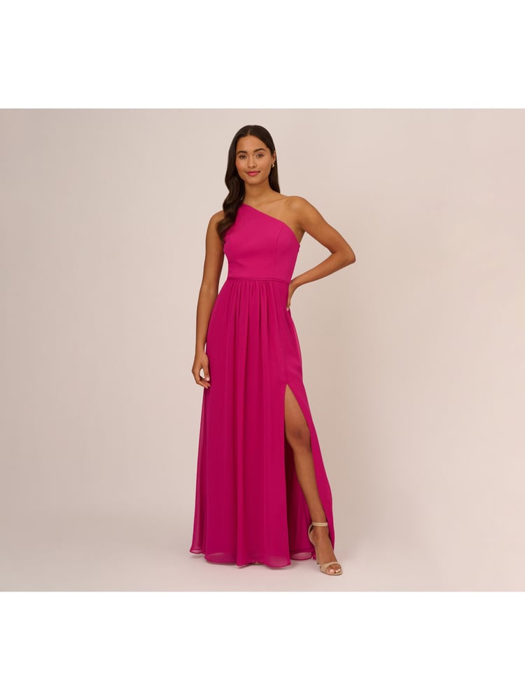 Adrianna Papell One Shoulder Chiffon Gown - Image 1 of 7