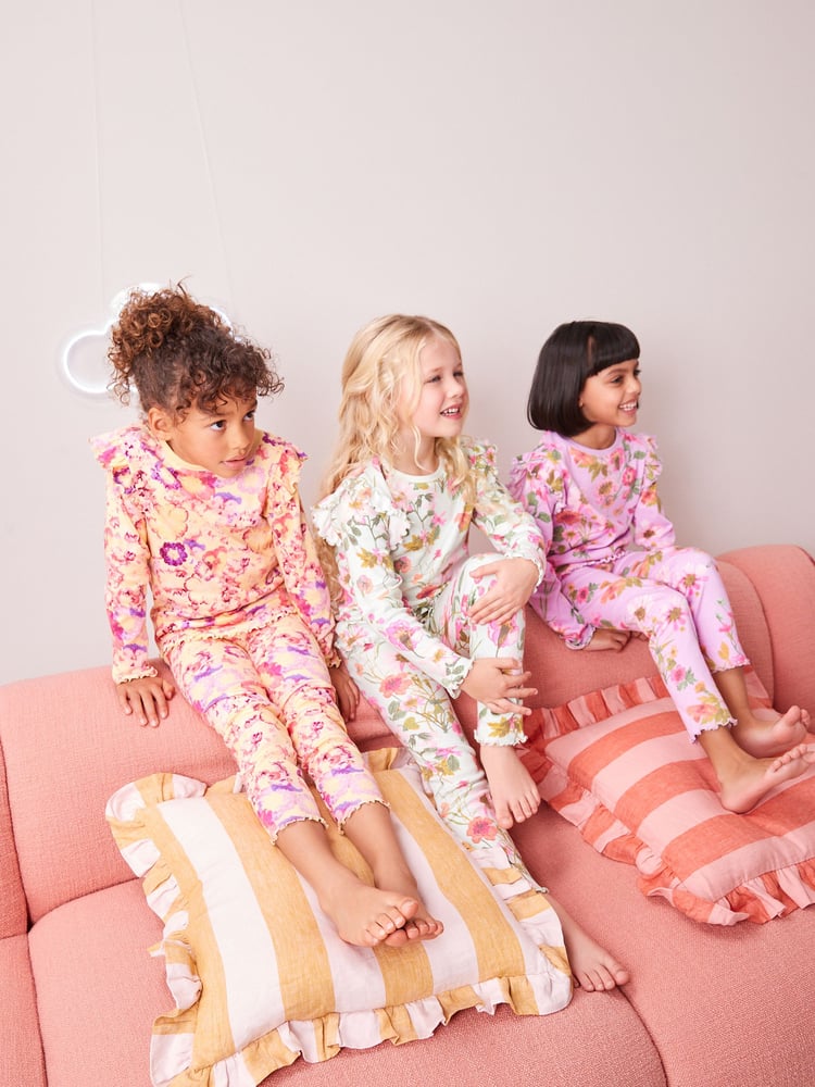 Yellow/ Purple/Green Floral Pyjamas 3 Pack (9mths-16yrs) - Image 1 of 10