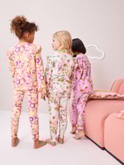 Yellow/ Purple/Green Floral Pyjamas 3 Pack (9mths-16yrs) - Image 3 of 10
