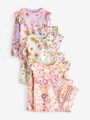 Yellow/ Purple/Green Floral Pyjamas 3 Pack (9mths-16yrs) - Image 5 of 10