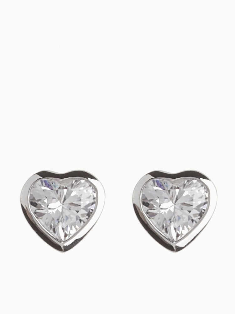 Sterling Silver Delicate Heart Stud Earrings - Image 1 of 2