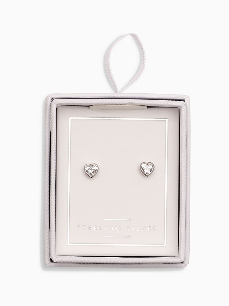 Sterling Silver Delicate Heart Stud Earrings - Image 2 of 2 Sterling Silver Delicate Heart Stud Earrings - Image 2 of 2