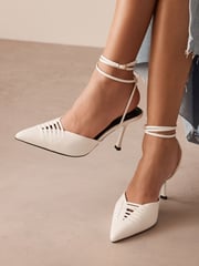 White Forever Comfort® Cage Point Toe Heels - Image 1 of 9