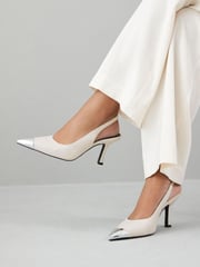 Off White Forever Comfort® Metallic Toe Slingback Heels - Image 1 of 7