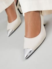 Off White Forever Comfort® Metallic Toe Slingback Heels - Image 4 of 7