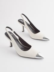 Off White Forever Comfort® Metallic Toe Slingback Heels - Image 5 of 7