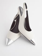 Off White Forever Comfort® Metallic Toe Slingback Heels - Image 6 of 7
