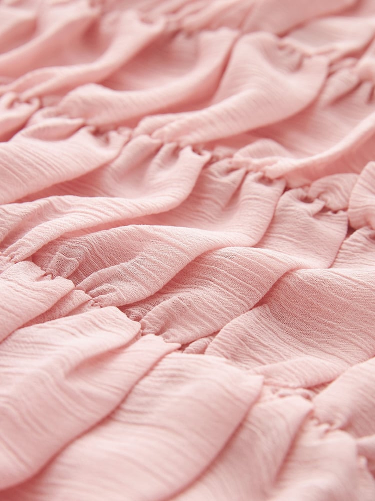 Pink Ruched Long Sleeve Georgette Top - Image 5 of 5