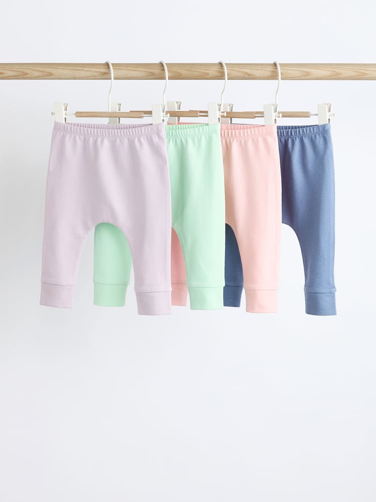 Multi Pastel Plain Baby Leggings 4 Pack - Image 1 of 7