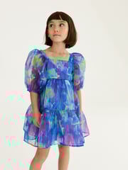 Blue Tiered Organza Dress (3-16yrs) - Image 2 of 8