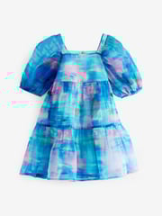 Blue Tiered Organza Dress (3-16yrs) - Image 6 of 8