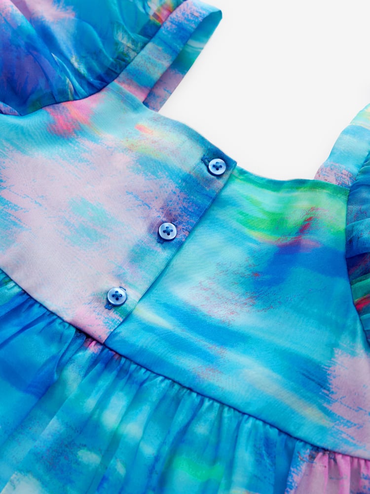Blue Tiered Organza Dress (3-16yrs) - Image 8 of 8