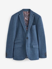 Blue Slim Fit Nova Fides Signature Herringbone Wool Blazer - Image 10 of 14