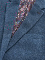 Blue Slim Fit Nova Fides Signature Herringbone Wool Blazer - Image 12 of 14