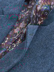 Blue Slim Fit Nova Fides Signature Herringbone Wool Blazer - Image 13 of 14