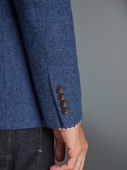 Blue Slim Fit Nova Fides Signature Herringbone Wool Blazer - Image 6 of 14