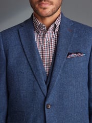 Blue Slim Fit Nova Fides Signature Herringbone Wool Blazer - Image 7 of 14