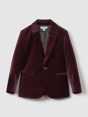 Reiss Bordeaux Apsara 9-14 yrs Slim Fit Velvet Single Breasted Blazer - Image 2 of 6