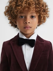 Reiss Bordeaux Apsara 9-14 yrs Slim Fit Velvet Single Breasted Blazer - Image 4 of 6