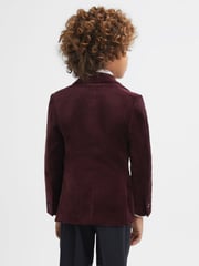 Reiss Bordeaux Apsara 9-14 yrs Slim Fit Velvet Single Breasted Blazer - Image 5 of 6