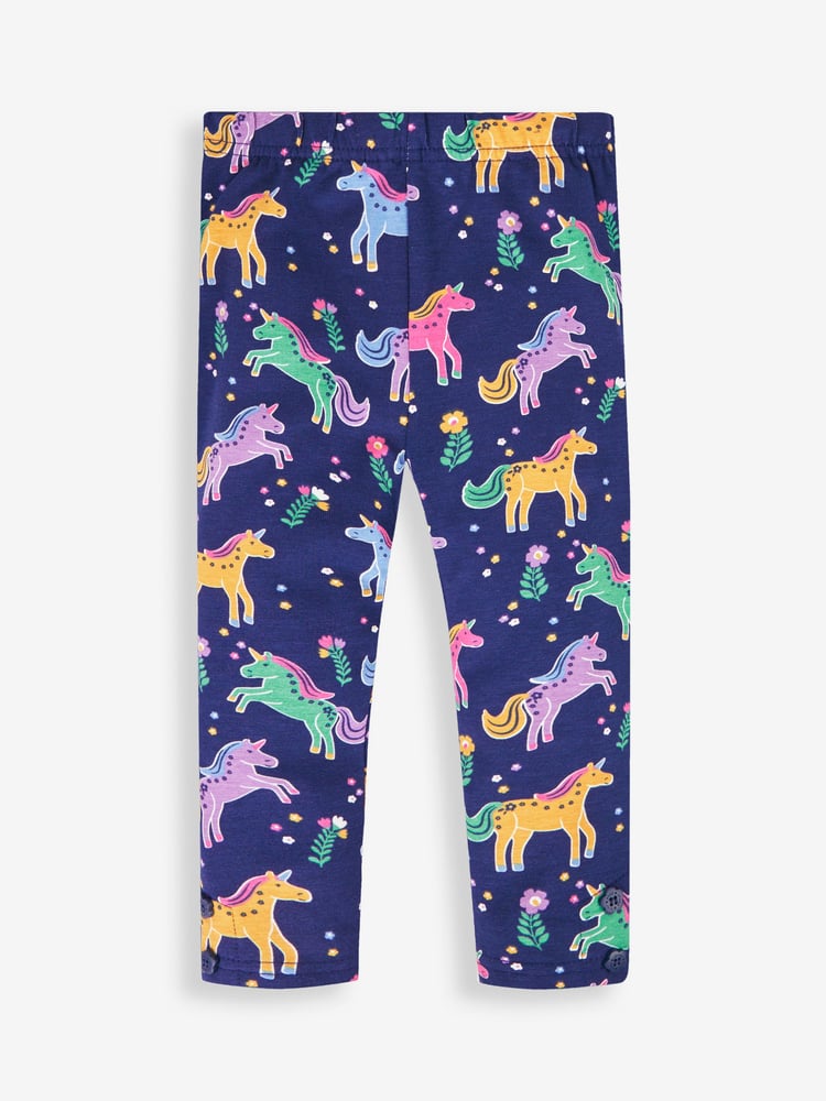 JoJo Maman Bébé Navy Blue Unicorn & Pink Girls' 2-Pack Leggings - Image 2 of 5