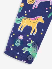 JoJo Maman Bébé Navy Blue Unicorn & Pink Girls' 2-Pack Leggings - Image 4 of 5