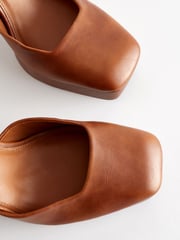 Tan Brown Forever Comfort® Square Toe Platform Heel Shoes - Image 5 of 6