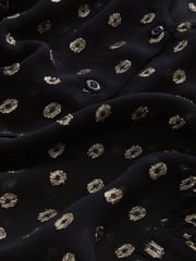 Black V-Neck Metallic Spot 3/4 Sleeve Blouse - Image 5 of 6