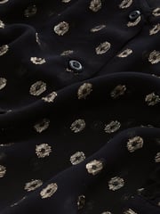Black V-Neck Metallic Spot 3/4 Sleeve Blouse - Image 6 of 6