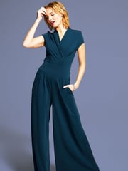 HotSquash Teal Blue Cap Sleeved Wide Leg Jumpsuit - Image 5 of 6