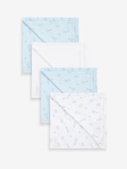 Blue Elephant Baby Muslin Cloths 4 Packs - Image 1 of 5