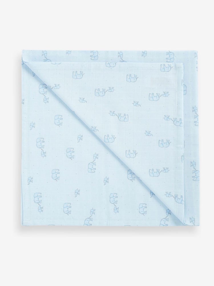 Blue Elephant Baby Muslin Cloths 4 Packs - Image 2 of 5