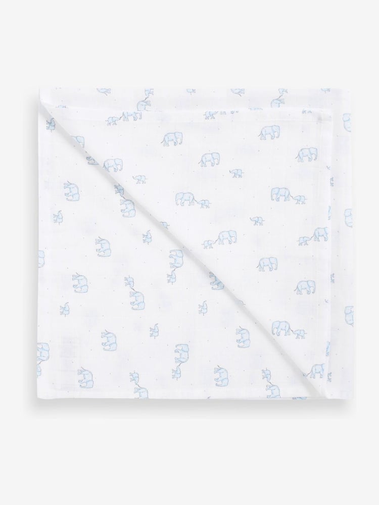 Blue Elephant Baby Muslin Cloths 4 Packs - Image 5 of 5