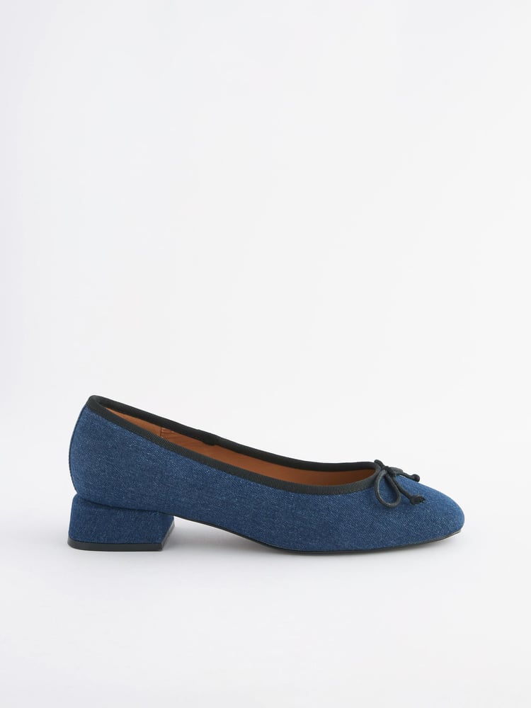 Denim Forever Comfort Block Heel Ballerina Shoes - Image 1 of 5