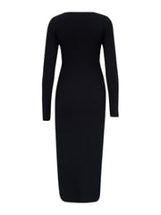 Pour Moi Black Layla Rib Knit V-Neck Bodycon Midi Dress - Image 5 of 5