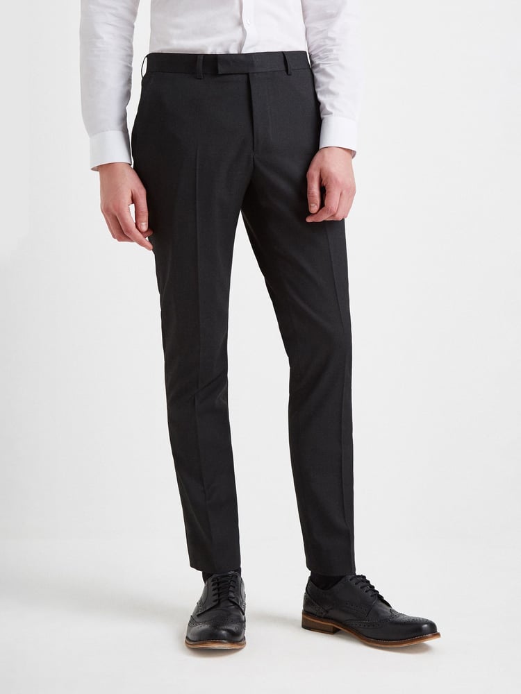 MOSS Charcoal Grey Slim Stretch Suit: Trousers - Image 1 of 4