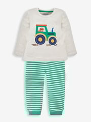 JoJo Maman Bébé Natural Boys' 2-Pack Tractor Jersey Pyjamas - Image 2 of 11
