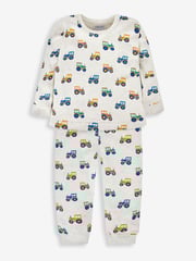 JoJo Maman Bébé Natural Boys' 2-Pack Tractor Jersey Pyjamas - Image 3 of 11