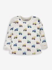 JoJo Maman Bébé Natural Boys' 2-Pack Tractor Jersey Pyjamas - Image 6 of 11