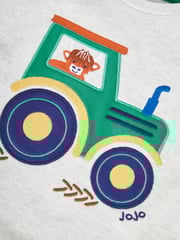JoJo Maman Bébé Natural Boys' 2-Pack Tractor Jersey Pyjamas - Image 8 of 11