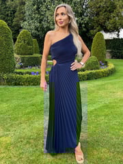 AX Paris One Shoulder Cut Out Pleated Midi Dress - Image 1 of 3