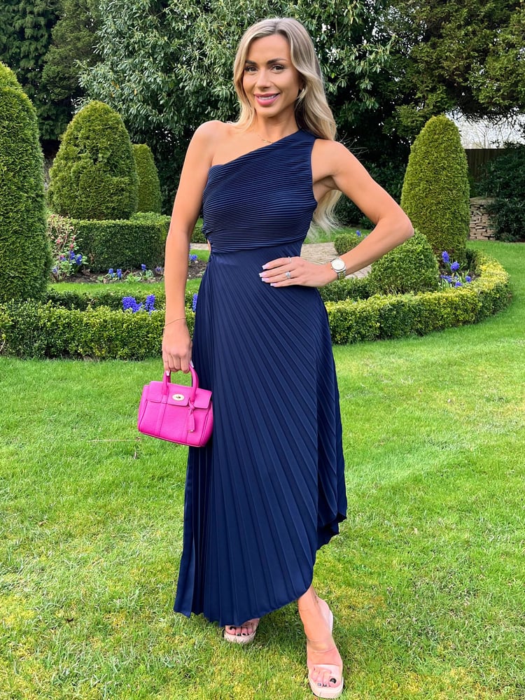 AX Paris One Shoulder Cut Out Pleated Midi Dress - Image 3 of 3